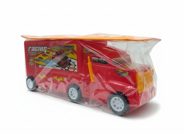 Red Toy Racing Truck in Plastic Packaging