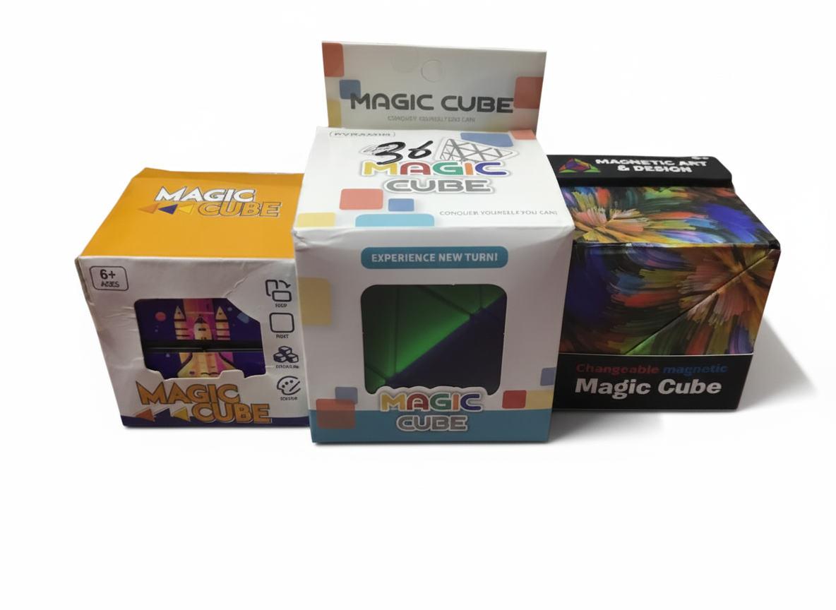 3-Pack Magic Cube Puzzle Collection (Pyraminx &amp; Magnetic Art)