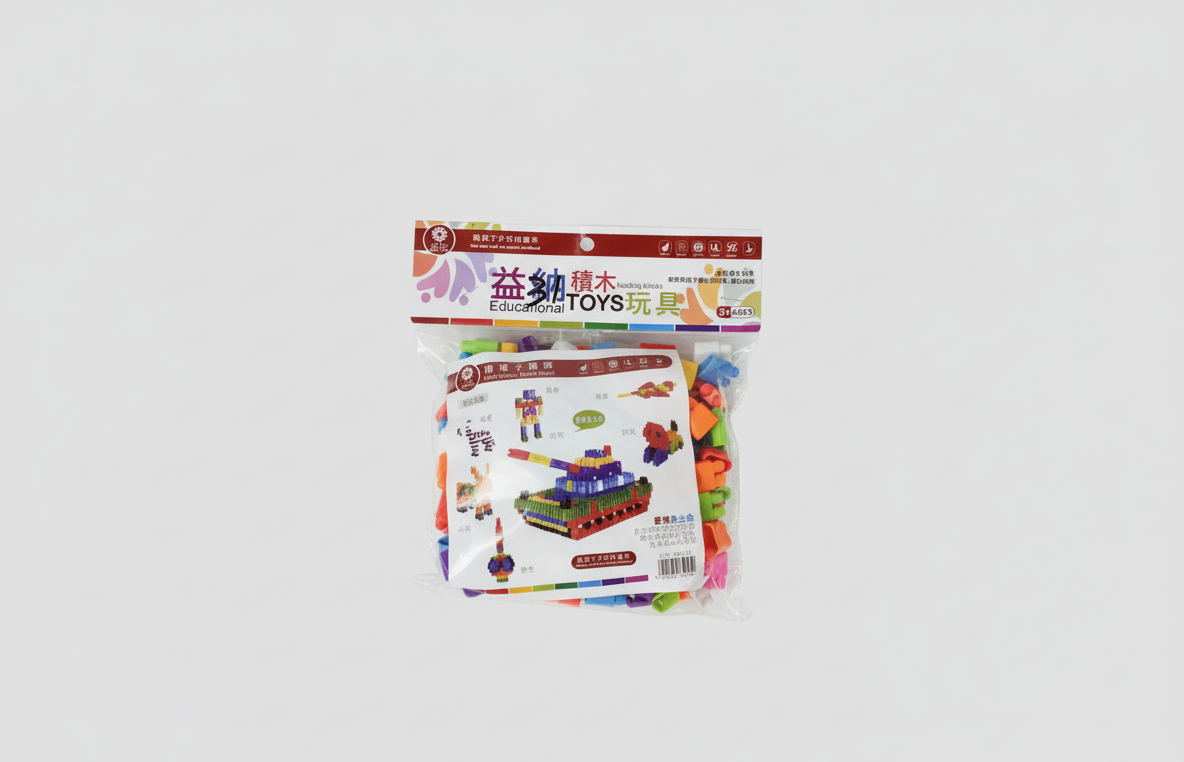 Colorful Interlocking Building Blocks Toy Bag