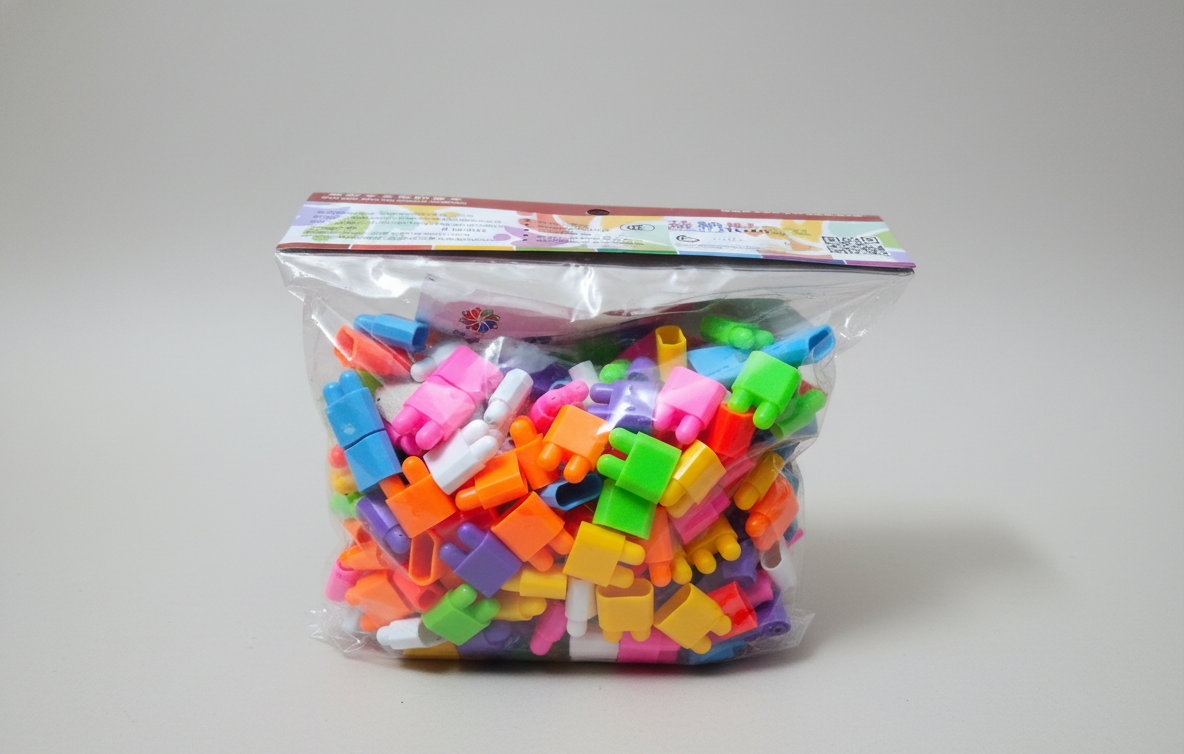 Colorful Interlocking Building Blocks Toy Bag