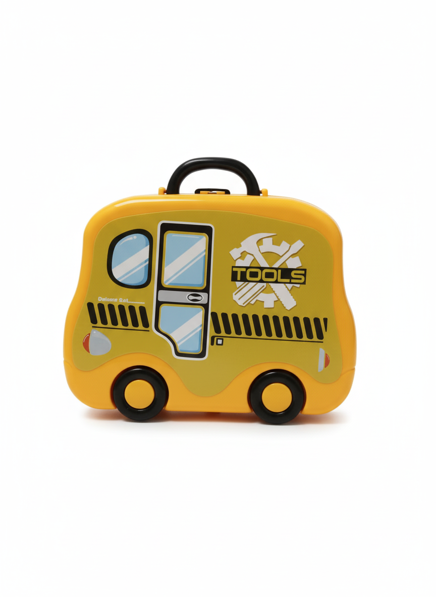 Yellow Toy Tool Bus Carry Case