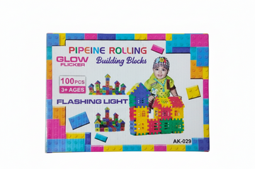 100 Pcs Pipeline Rolling Glow Flicker Building Blocks with Flashing Light - Ages 3+ (AK-029)