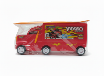 Red Toy Racing Truck in Plastic Packaging
