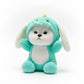 Adorable White Puppy in Teal Dinosaur Bunny Costume Plush Toy